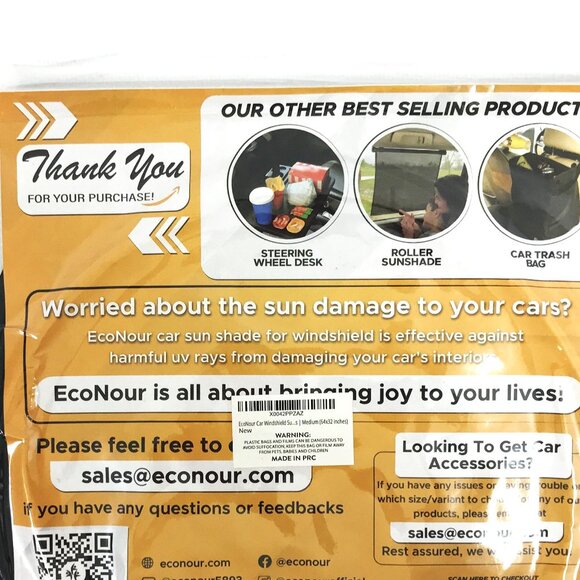 Car Windshield Sun Shade 64" x 32" With Storage Pouch - Picture 3 of 8